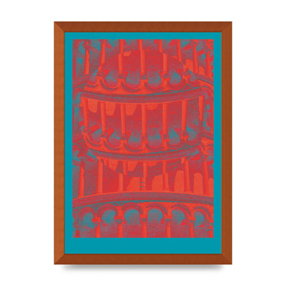 Tower Of Pisa Abstract Lofi Wall Art - A3 framed