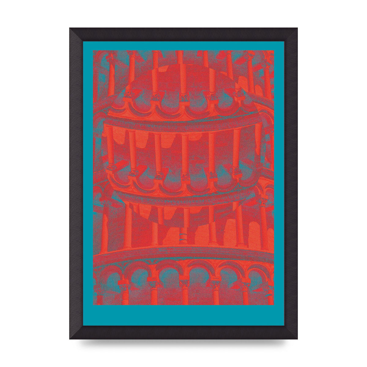 Tower Of Pisa Abstract Lofi Wall Art - A3 framed