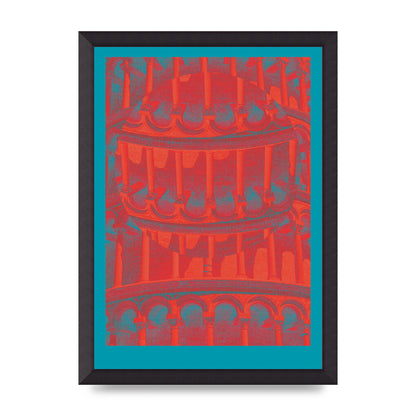 Tower Of Pisa Abstract Lofi Wall Art - A3 framed
