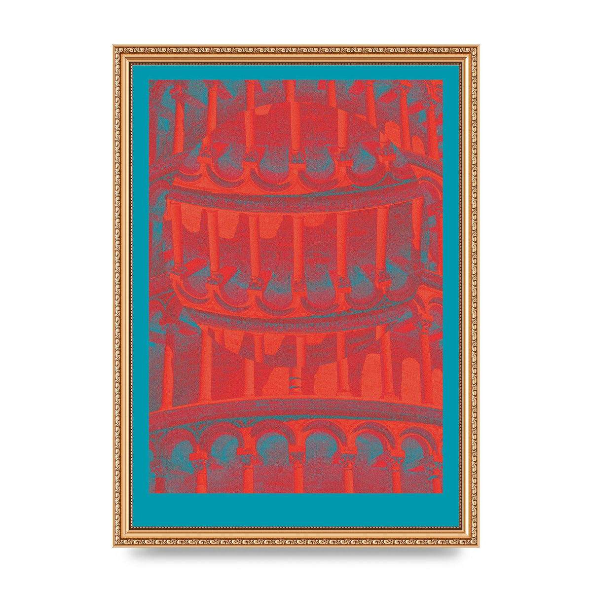 Tower Of Pisa Abstract Lofi Wall Art - A3 framed