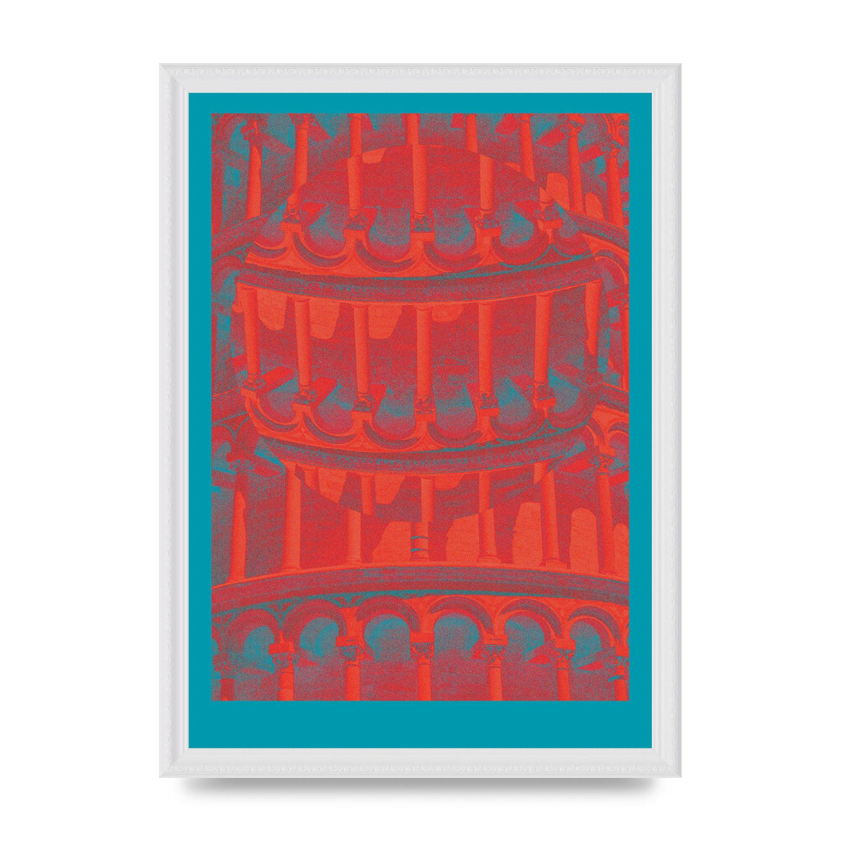 Tower Of Pisa Abstract Lofi Wall Art - A3 framed