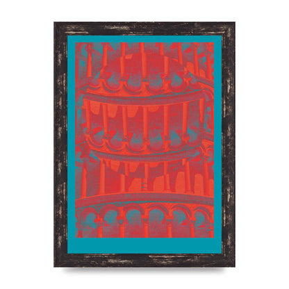 Tower Of Pisa Abstract Lofi Wall Art - A4 framed