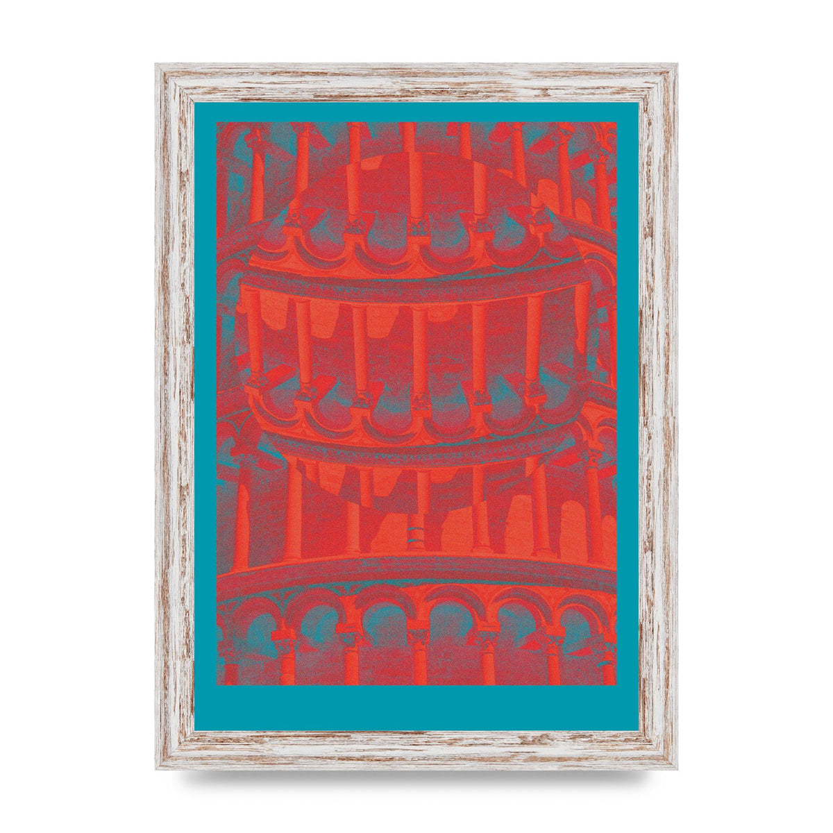 Tower Of Pisa Abstract Lofi Wall Art - A4 framed
