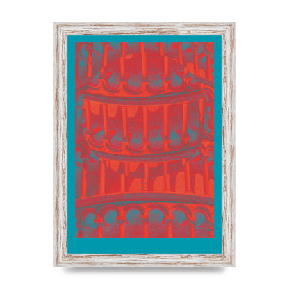 Tower Of Pisa Abstract Lofi Wall Art - A4 framed