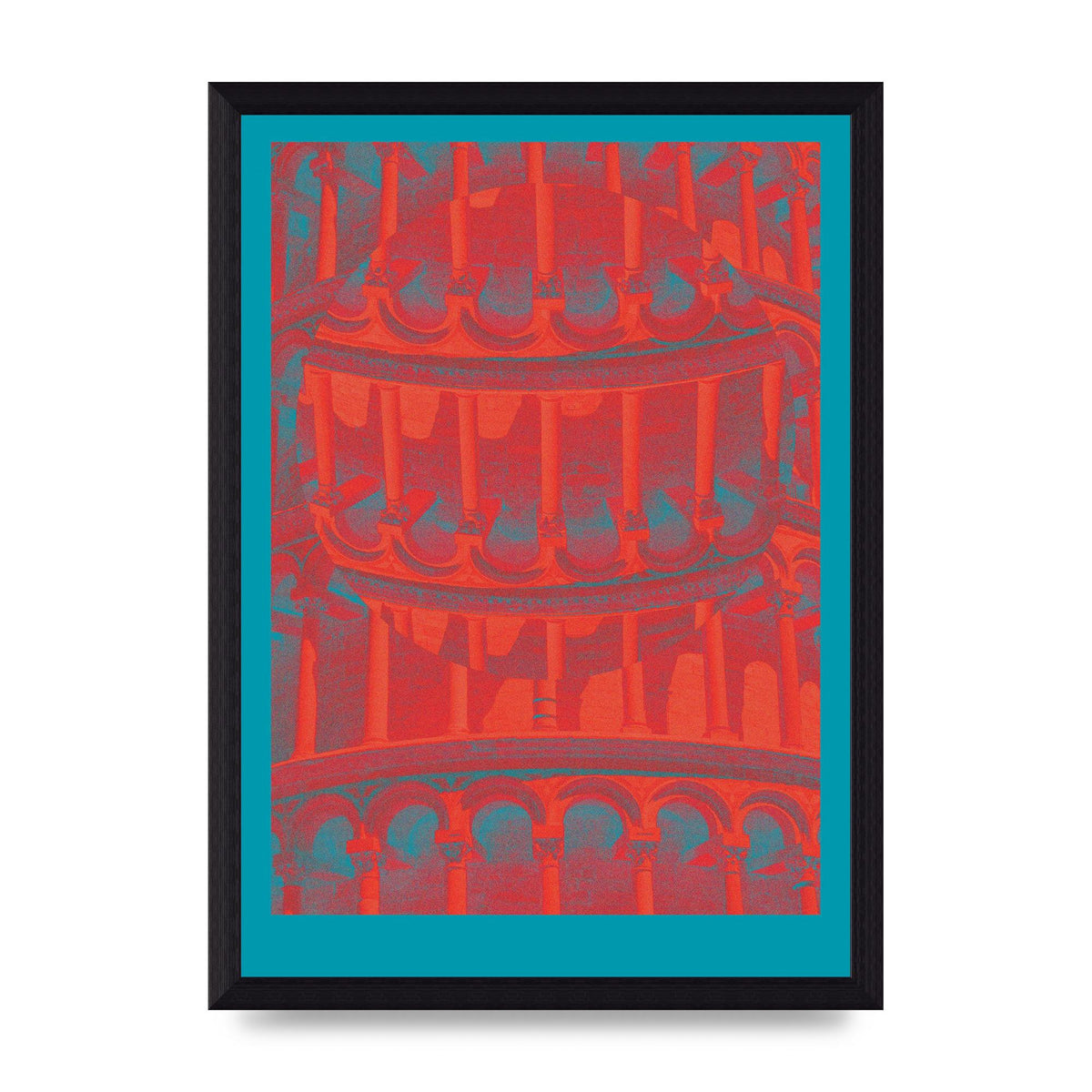 Tower Of Pisa Abstract Lofi Wall Art - A4 framed