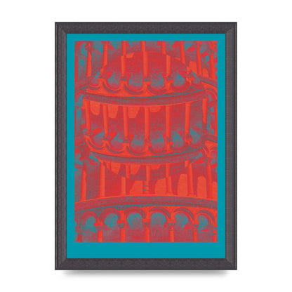 Tower Of Pisa Abstract Lofi Wall Art - A4 framed