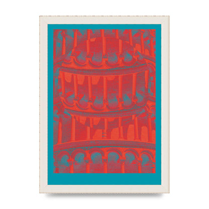 Tower Of Pisa Abstract Lofi Wall Art - A4 framed