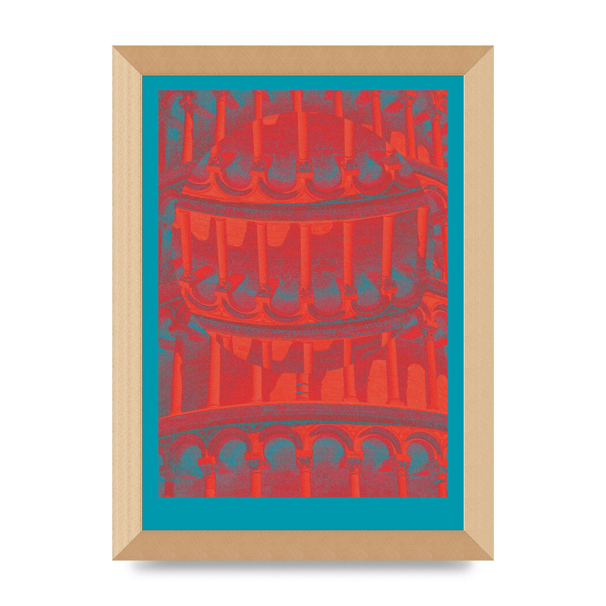 Tower Of Pisa Abstract Lofi Wall Art - A4 framed