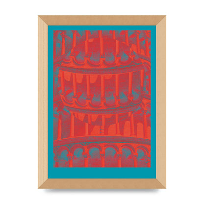 Tower Of Pisa Abstract Lofi Wall Art - A4 framed