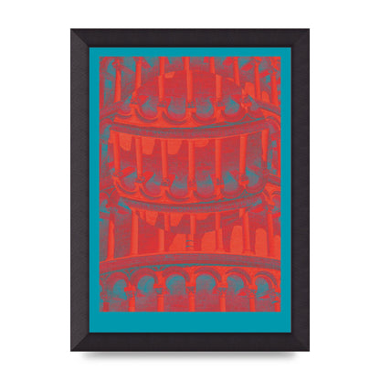 Tower Of Pisa Abstract Lofi Wall Art - A4 framed