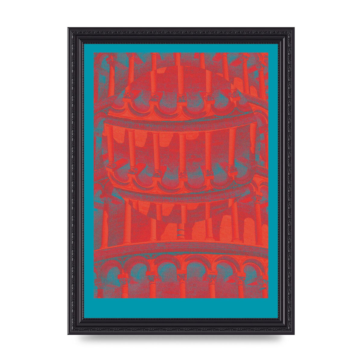 Tower Of Pisa Abstract Lofi Wall Art - A4 framed