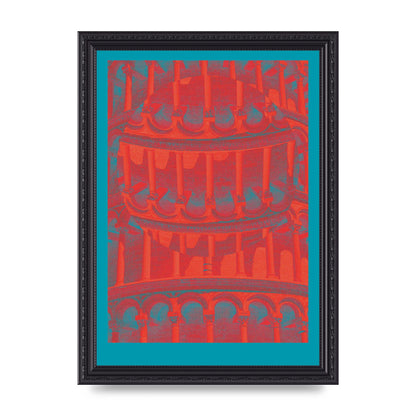 Tower Of Pisa Abstract Lofi Wall Art - A4 framed