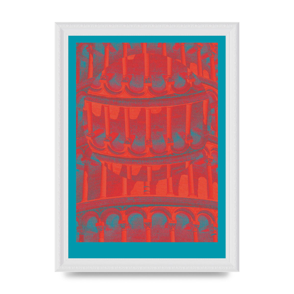 Tower Of Pisa Abstract Lofi Wall Art - A4 framed