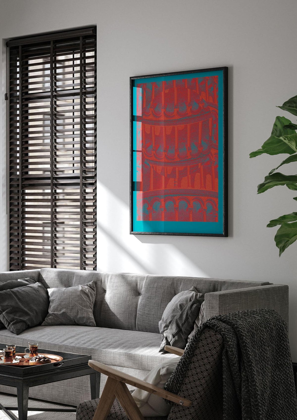 Tower Of Pisa Abstract Lofi Wall Art - living room 1