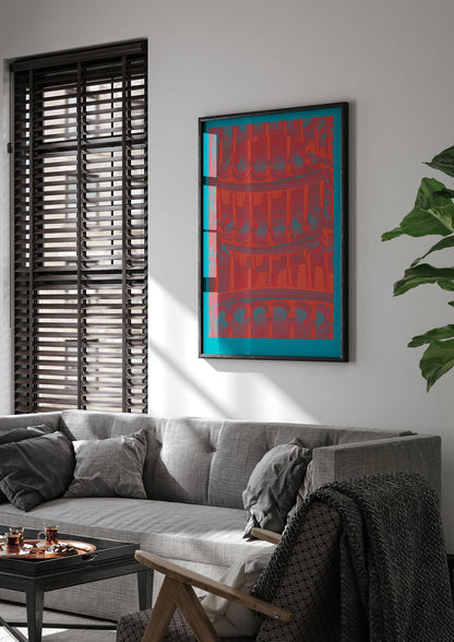 Tower Of Pisa Abstract Lofi Wall Art - living room 1