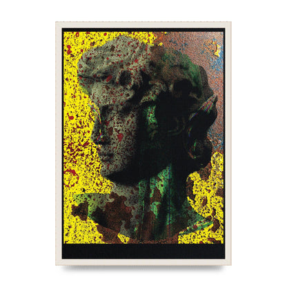 Yellow Green Distressed Lofi Statue Art For The Home - A2 framed