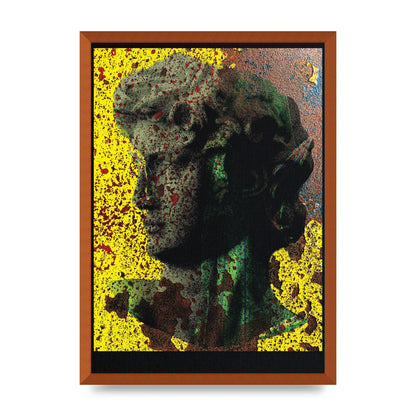 Yellow Green Distressed Lofi Statue Art For The Home - A2 framed