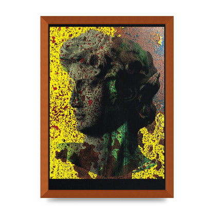 Yellow Green Distressed Lofi Statue Art For The Home - A3 framed