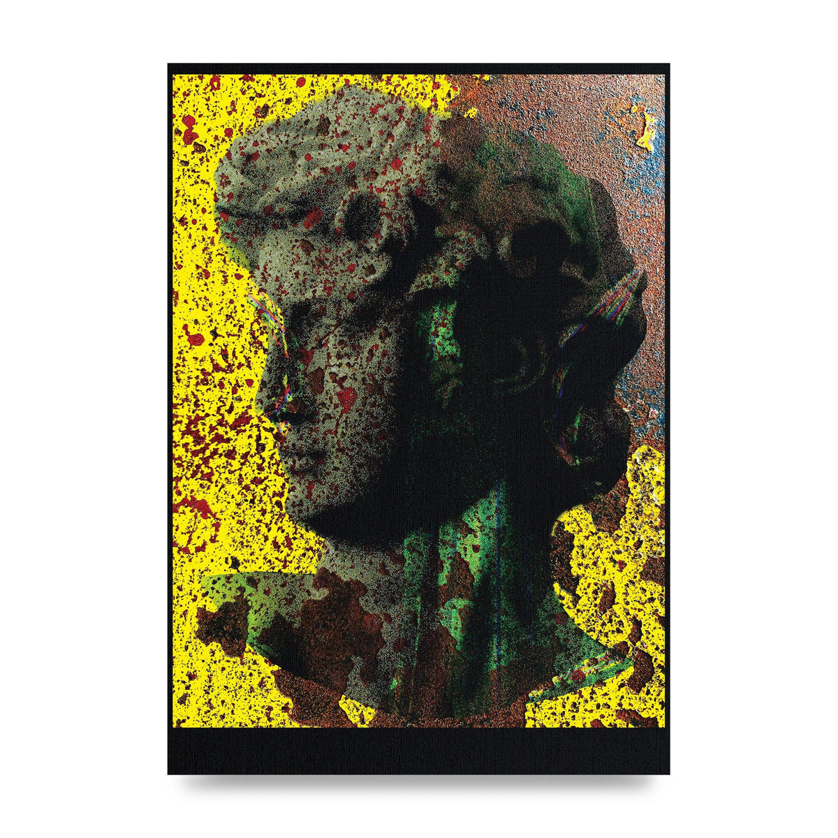 Yellow Green Distressed Lofi Statue Art For The Home - unframed print