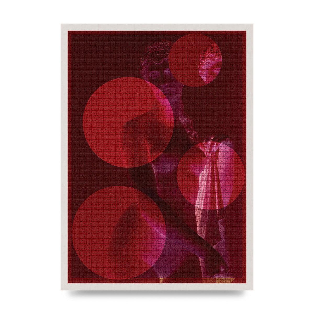 Deep Red Lofi Statue Printed Poster - A2 framed