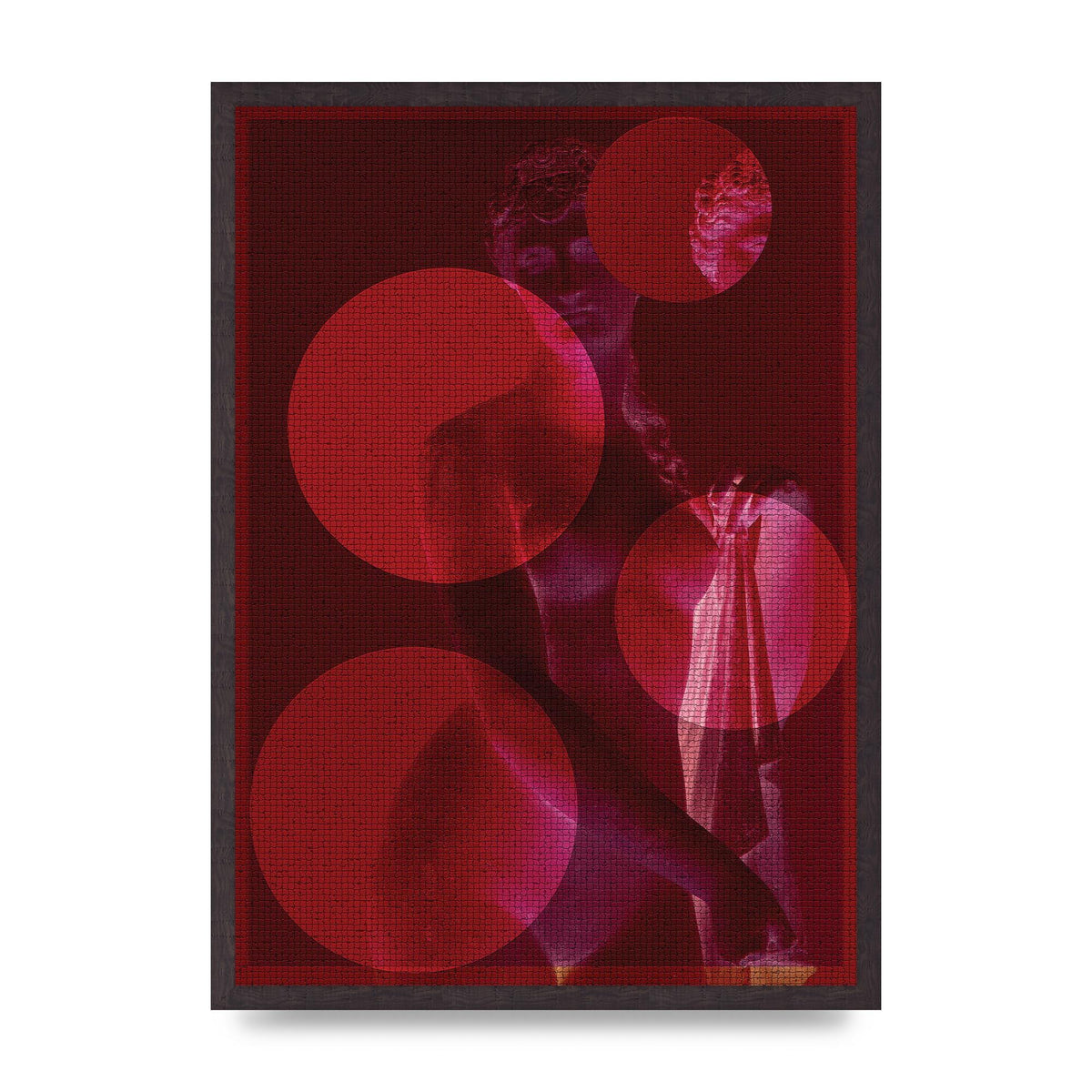 Deep Red Lofi Statue Printed Poster - A2 framed