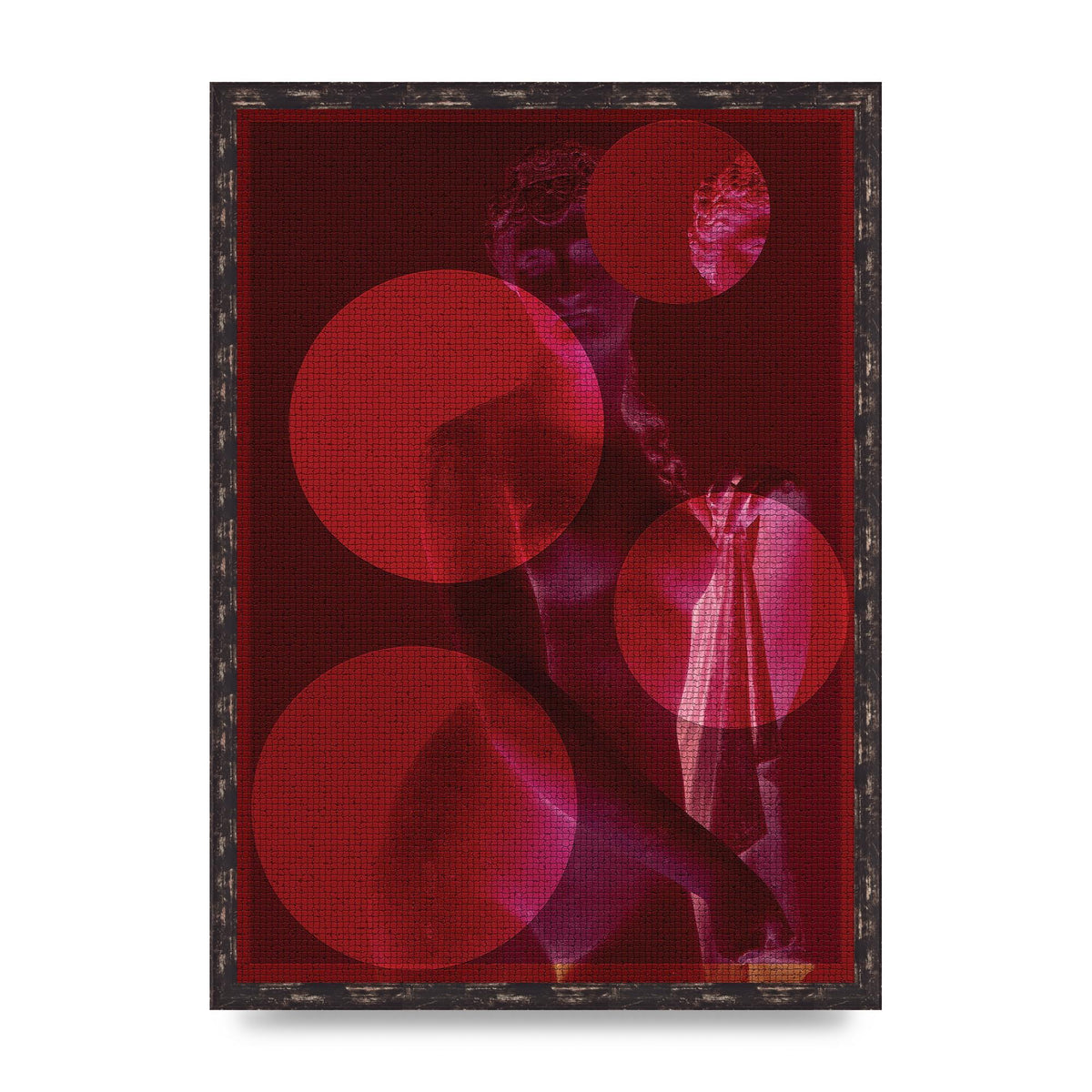 Deep Red Lofi Statue Printed Poster - A2 framed