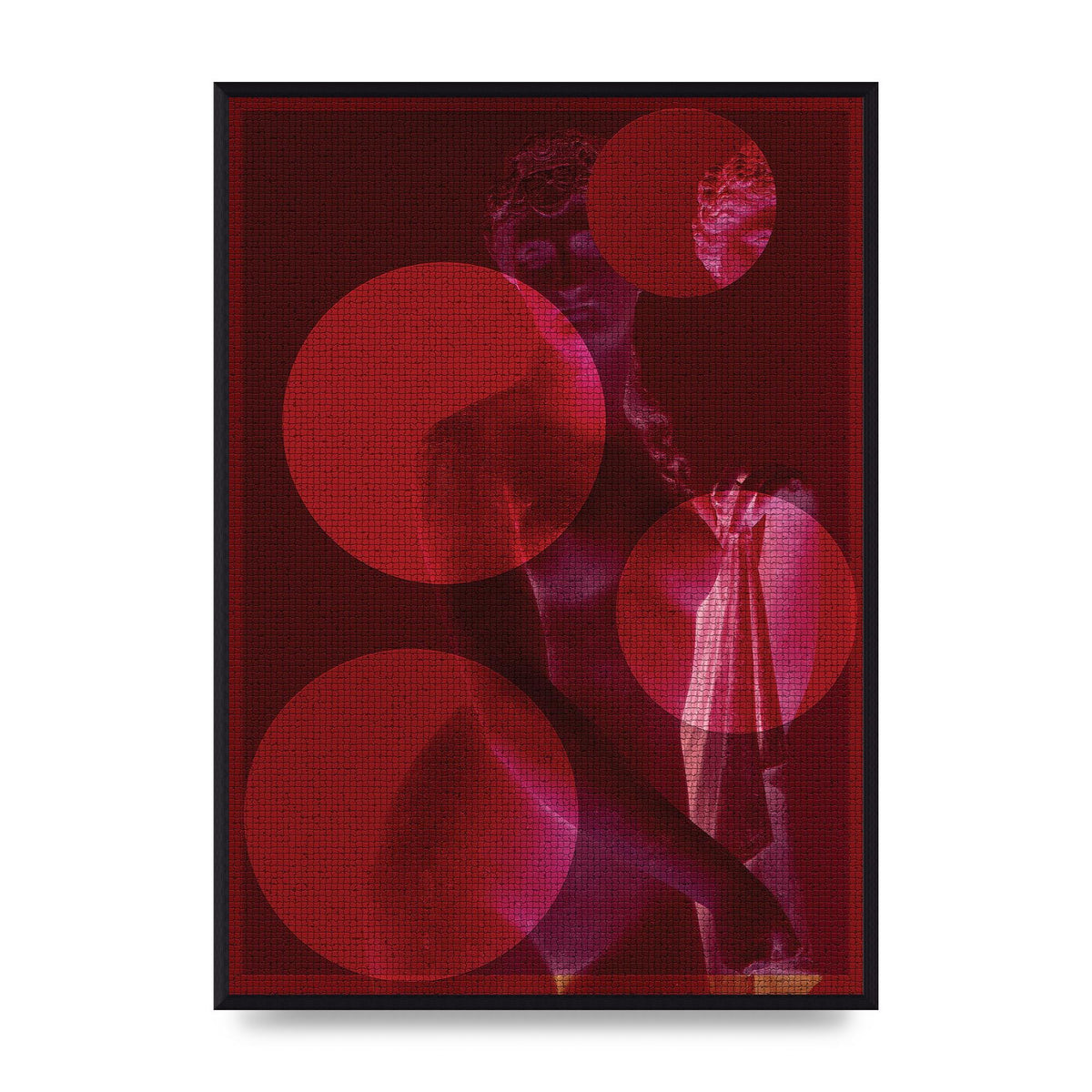 Deep Red Lofi Statue Printed Poster - A2 framed