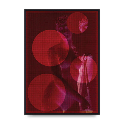 Deep Red Lofi Statue Printed Poster - A2 framed