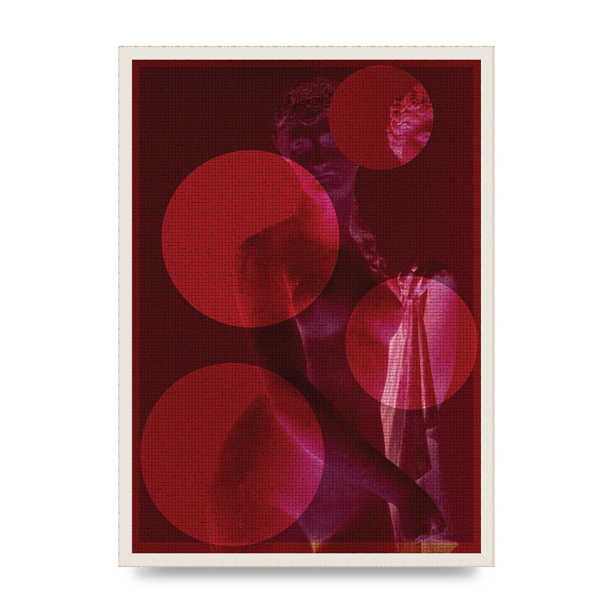Deep Red Lofi Statue Printed Poster - A2 framed