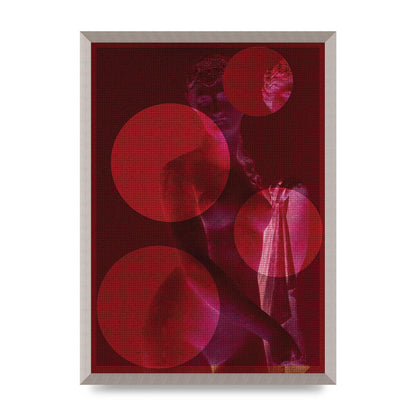 Deep Red Lofi Statue Printed Poster - A2 framed