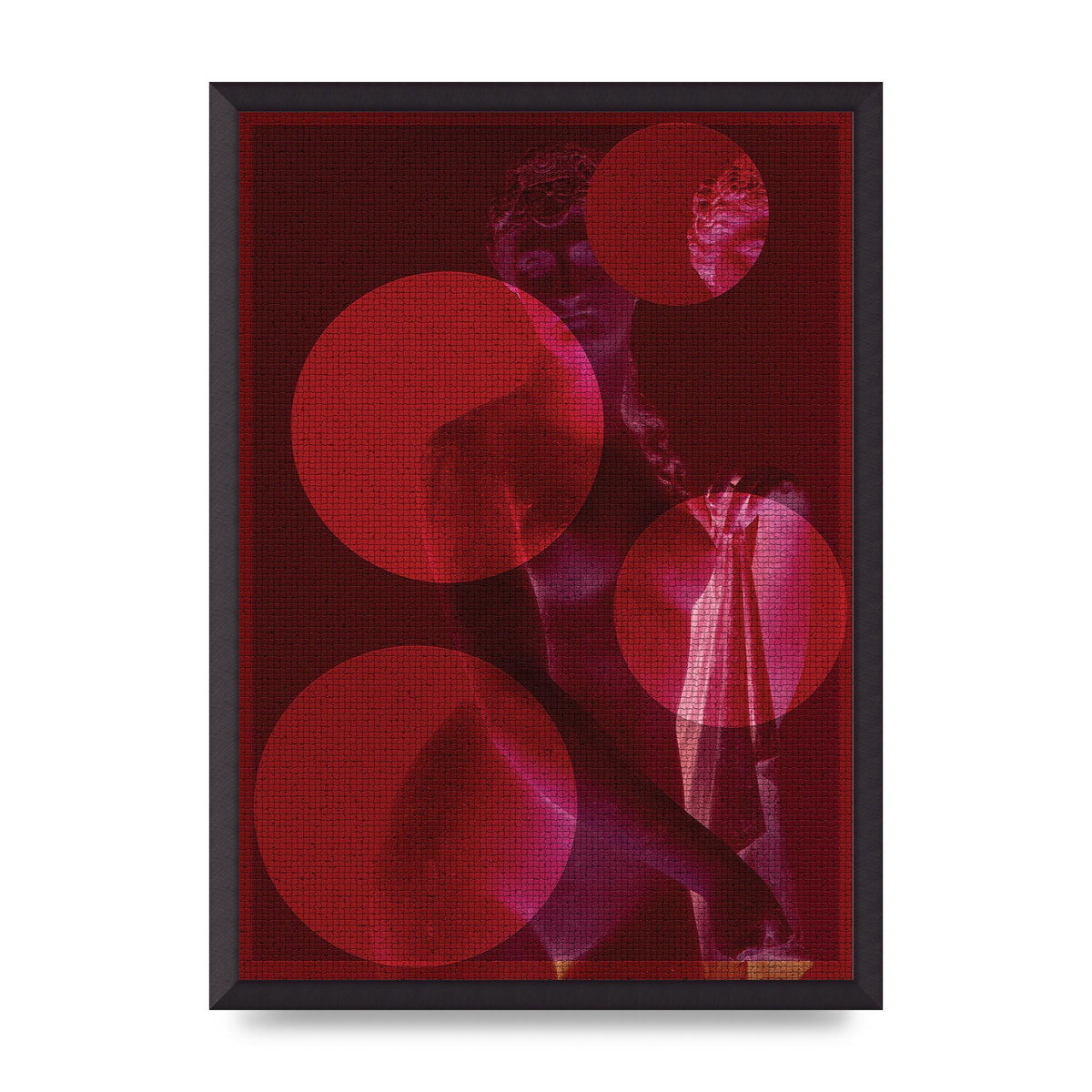 Deep Red Lofi Statue Printed Poster - A2 framed