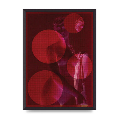Deep Red Lofi Statue Printed Poster - A2 framed