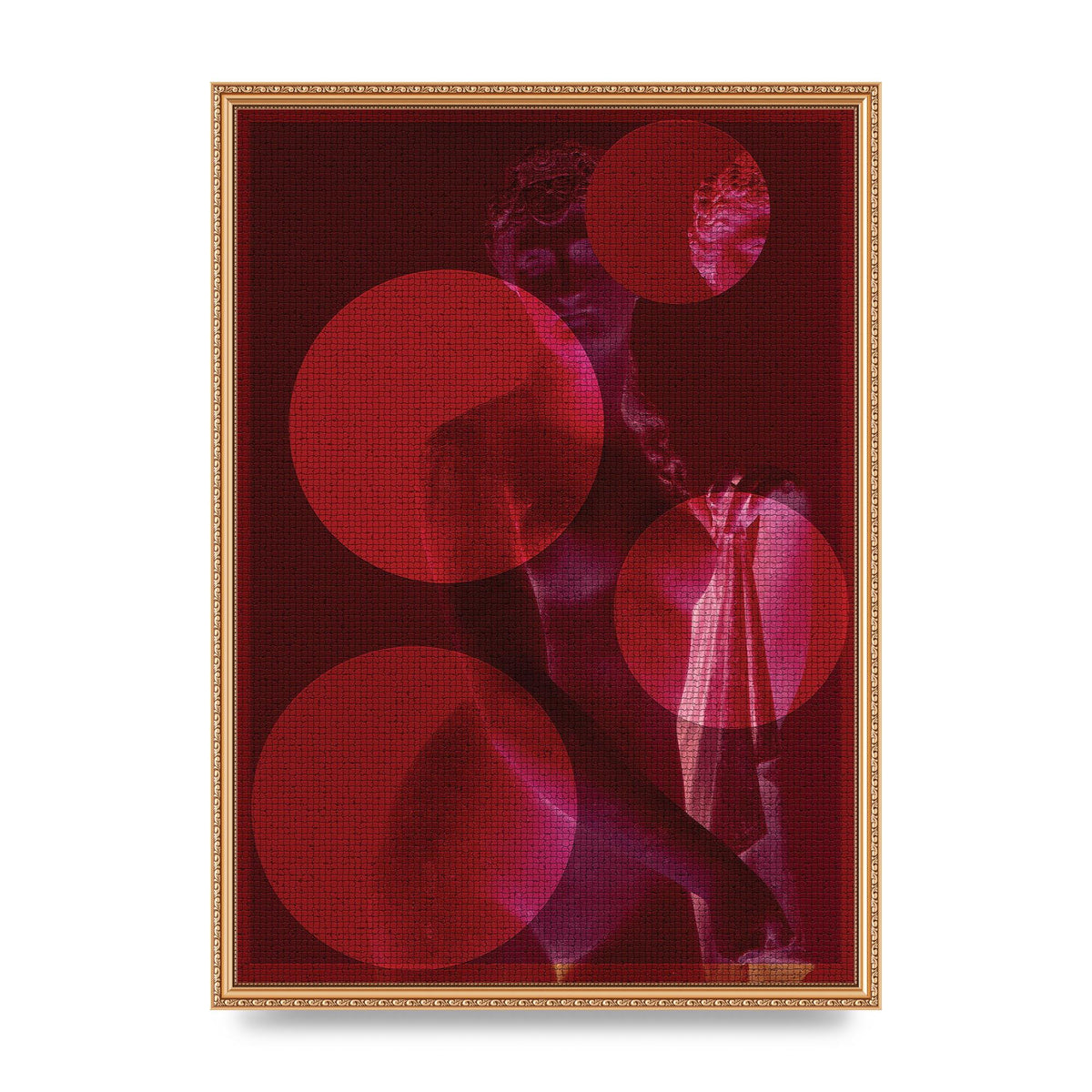 Deep Red Lofi Statue Printed Poster - A2 framed