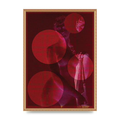 Deep Red Lofi Statue Printed Poster - A2 framed