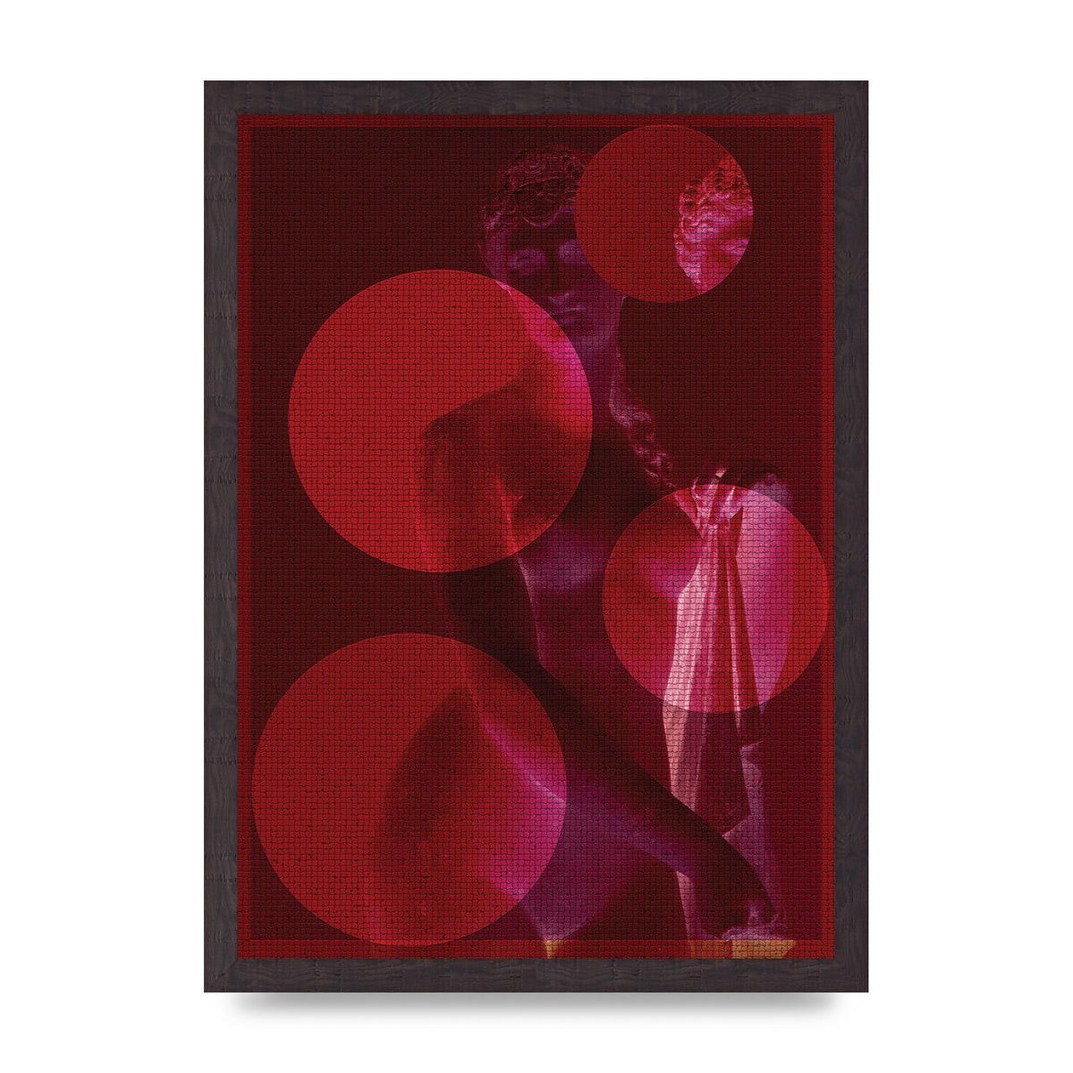 Deep Red Lofi Statue Printed Poster - A3 framed