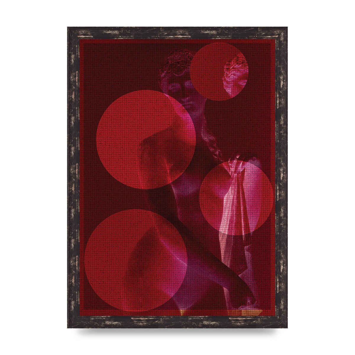Deep Red Lofi Statue Printed Poster - A3 framed