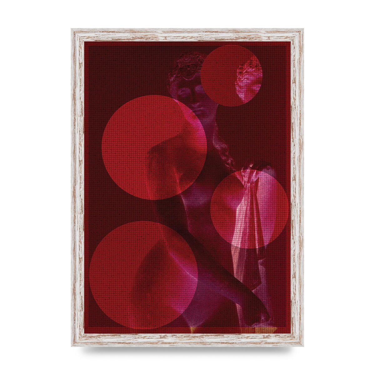 Deep Red Lofi Statue Printed Poster - A3 framed