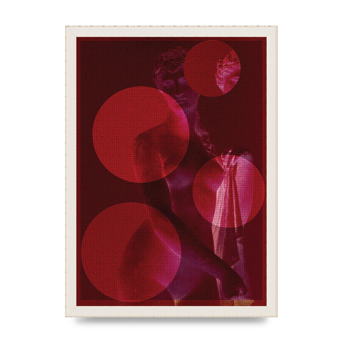 Deep Red Lofi Statue Printed Poster - A3 framed