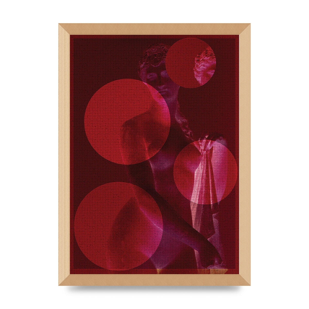 Deep Red Lofi Statue Printed Poster - A3 framed