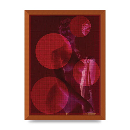 Deep Red Lofi Statue Printed Poster - A3 framed