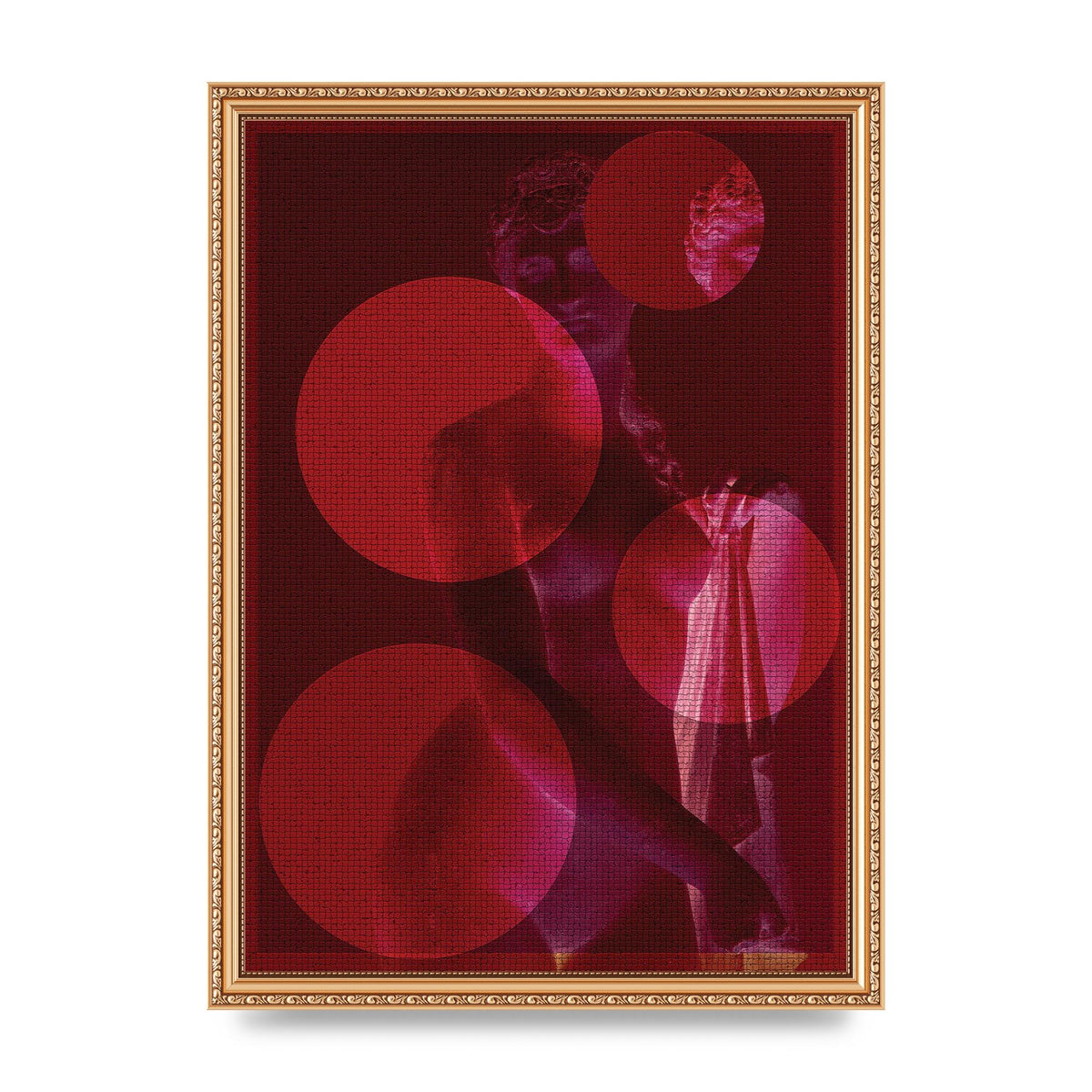 Deep Red Lofi Statue Printed Poster - A3 framed