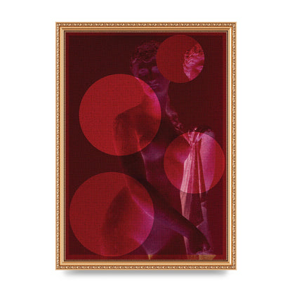Deep Red Lofi Statue Printed Poster - A3 framed