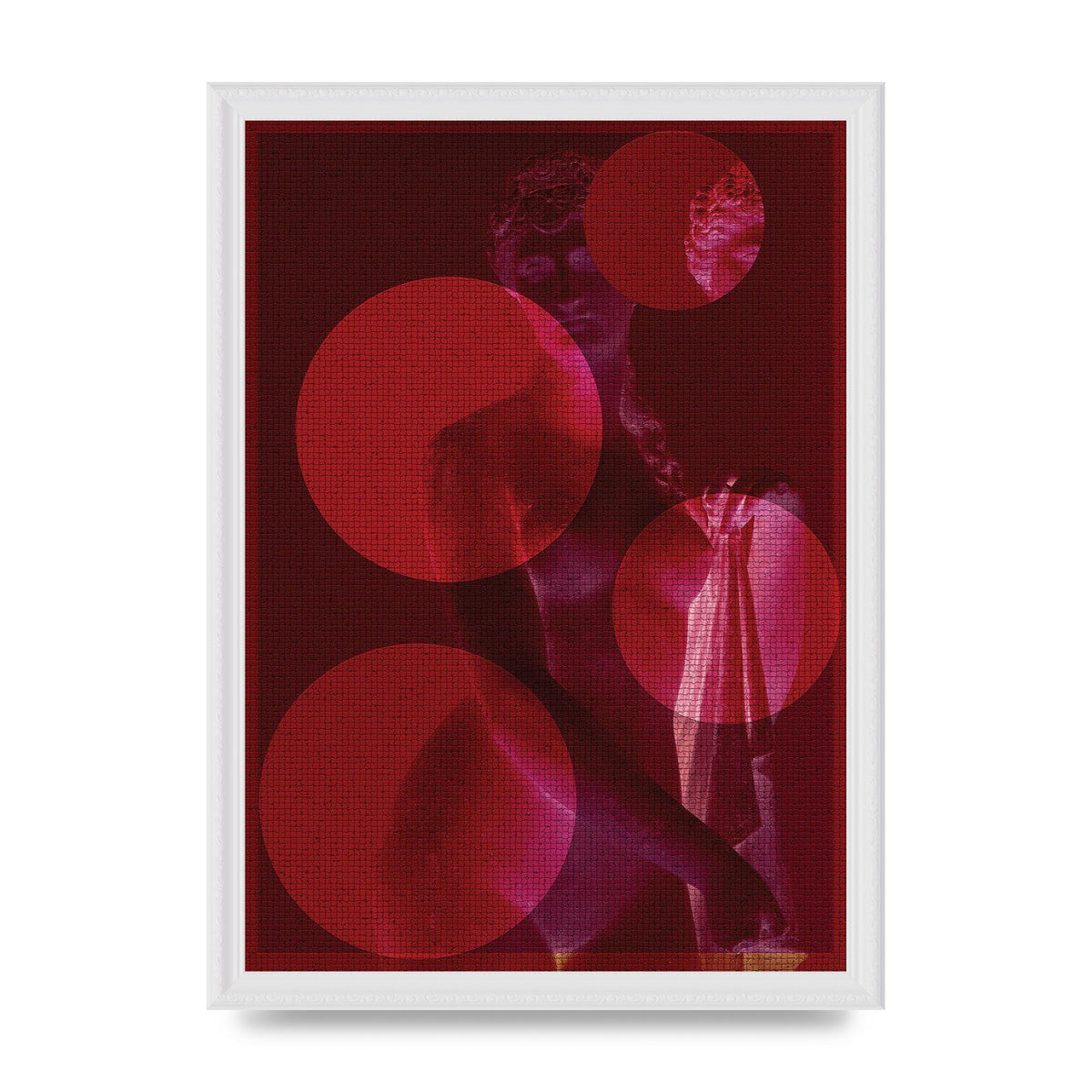 Deep Red Lofi Statue Printed Poster - A3 framed