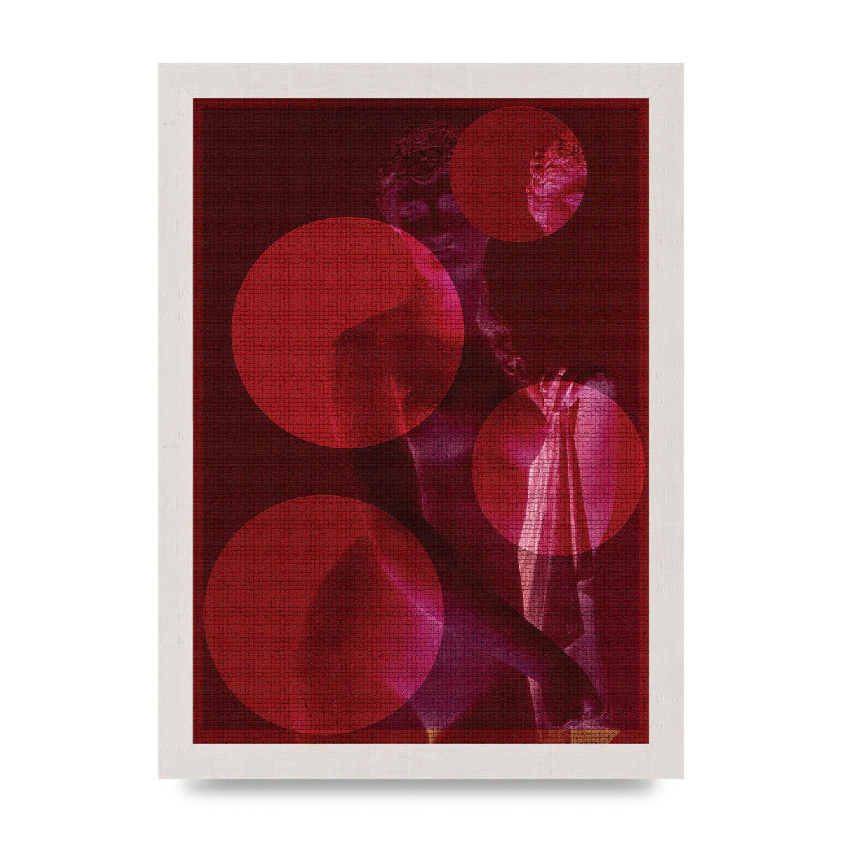 Deep Red Lofi Statue Printed Poster - A4 framed