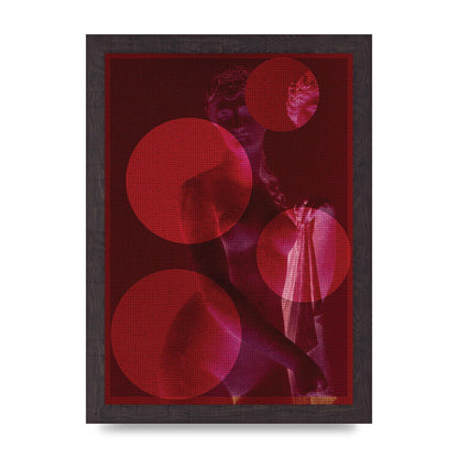 Deep Red Lofi Statue Printed Poster - A4 framed