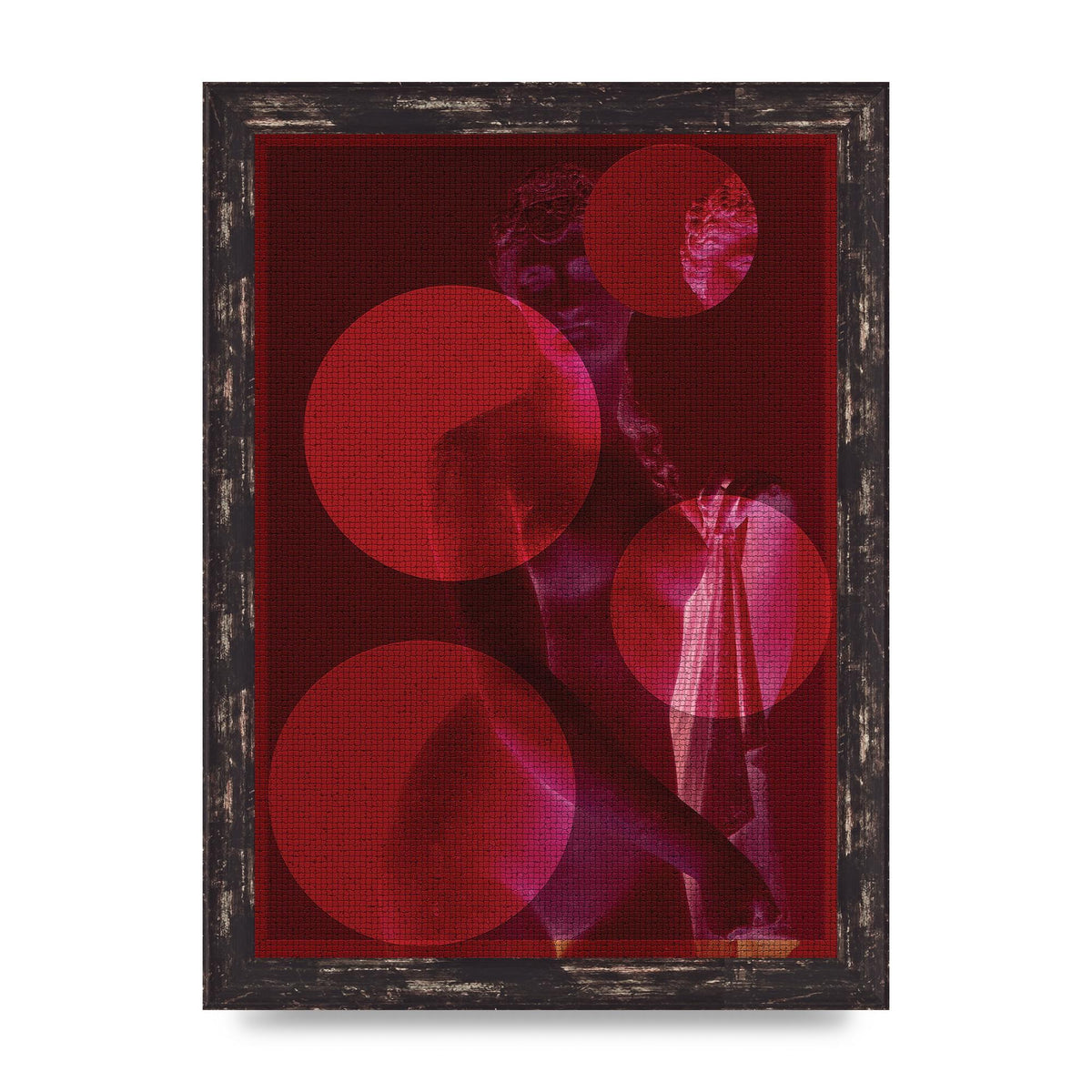 Deep Red Lofi Statue Printed Poster - A4 framed
