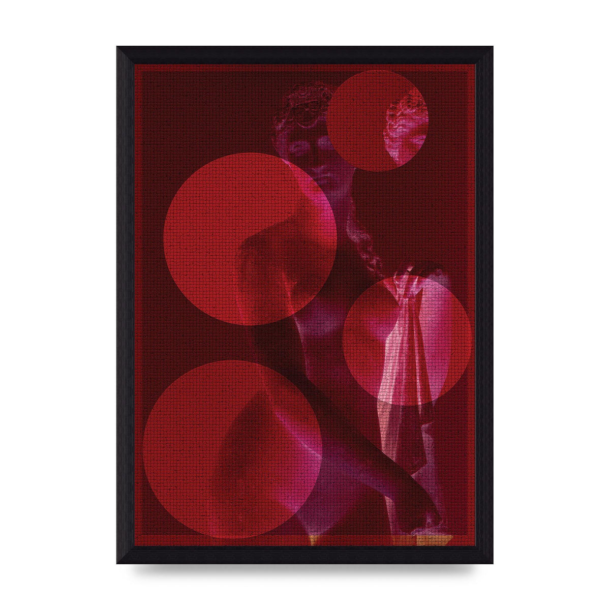 Deep Red Lofi Statue Printed Poster - A4 framed