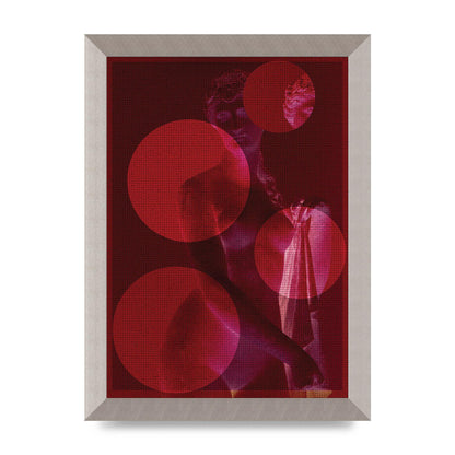 Deep Red Lofi Statue Printed Poster - A4 framed