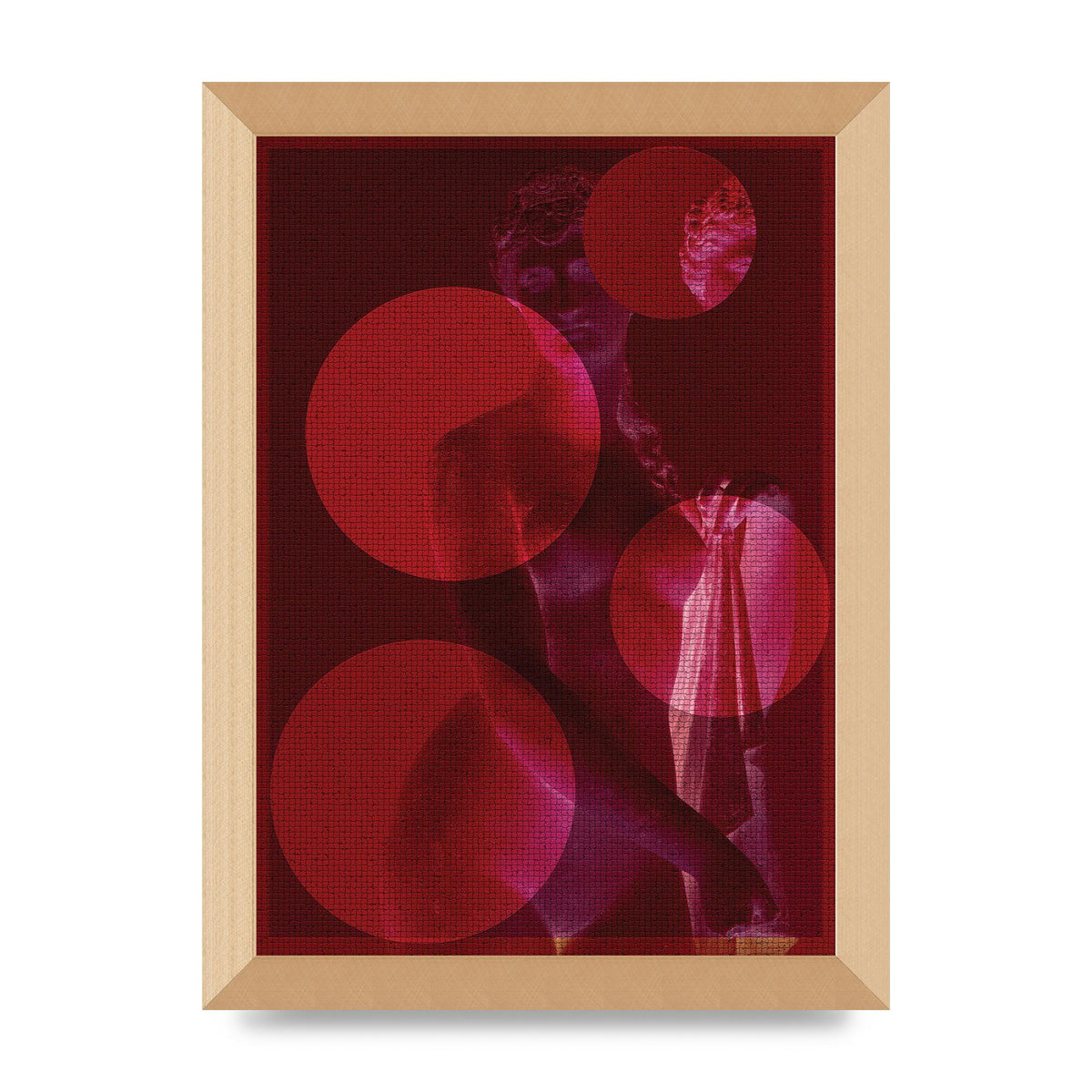 Deep Red Lofi Statue Printed Poster - A4 framed