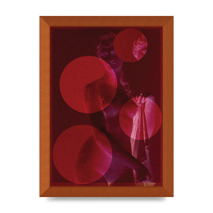 Deep Red Lofi Statue Printed Poster - A4 framed